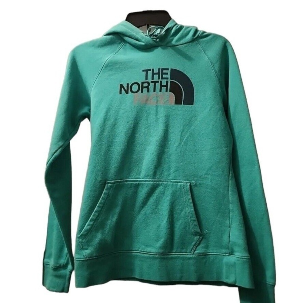 The North Face Hoodie Pullover Sweatshirt Teal Green Logo Women's S